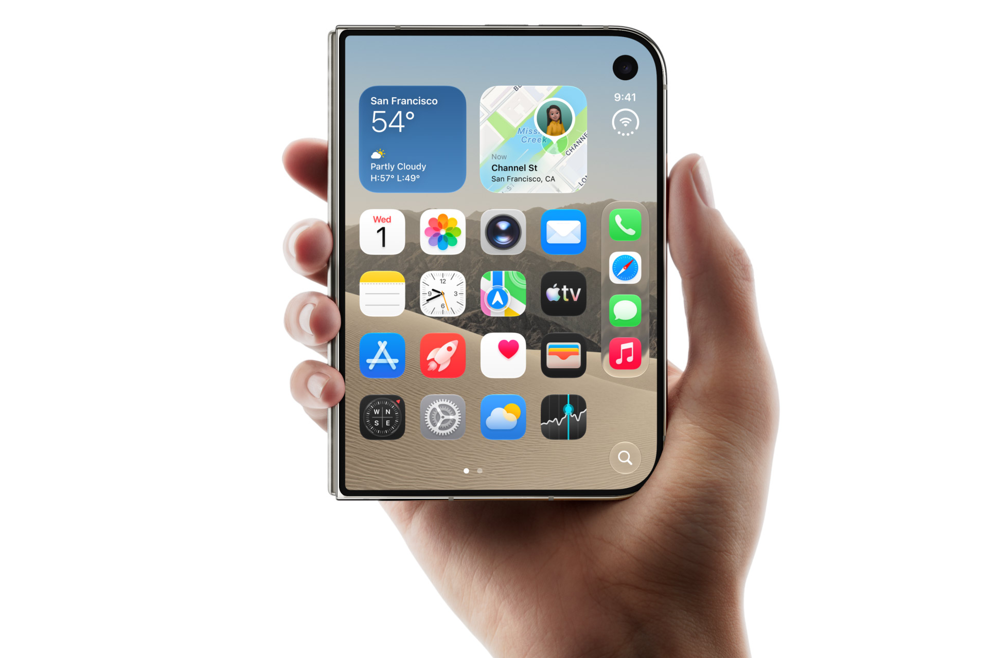 iPhone Duo aberto, imagem oficial da Apple