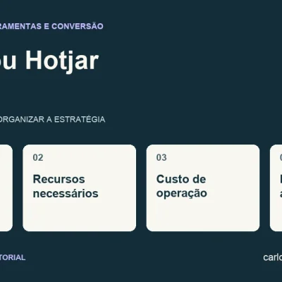 Diagrama sobre Clarity ou Hotjar com quatro pontos: caso de uso, recursos necessários, custo de operação, decisão de adoção.