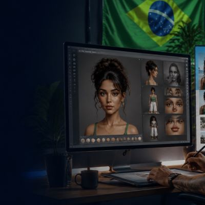 Imagem editorial para influenciador virtual com IA.