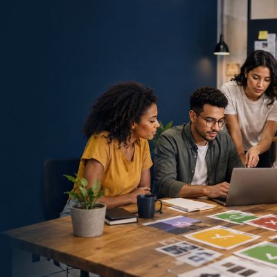 Imagem editorial para produção de conteúdo com IA para empresas.
