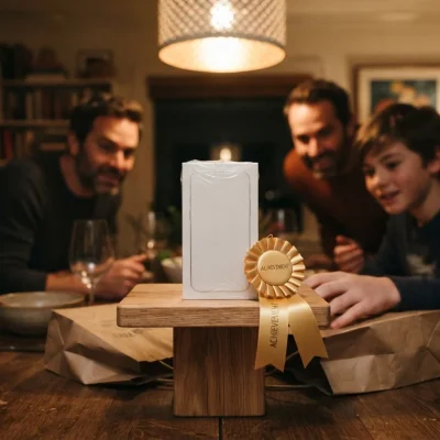 Produtos mais procurados no Paraguai: caixa lacrada de celular exibida como troféu em cima da mesa de jantar